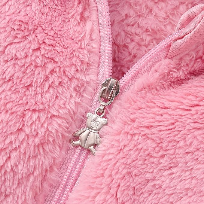 Baby Toddler Boys Girls Fleece Jacket with Hood Zip Up Cute Bear Coats for Infant Boys Girls Fuzzy Jacket with Ear 1-5T