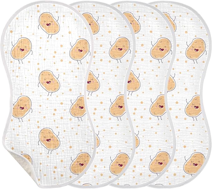vvfelixl Muslin Burp Cloths Kawaii Potatoes Baby Washcloths for Baby Girl Boys 2 Pack