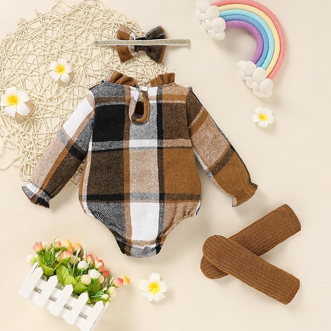 GRNSHTS Newborn Baby Girl Clothes Ruffle Rompers Toddler Fall Outfits for Girls Set Little Girl Fall Winter Clothing