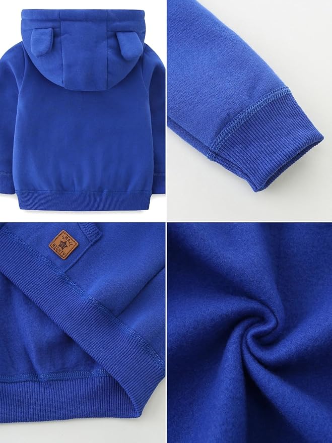 Baby Boy Girl Clothes Zip-Up Hoodies with Sherpa Lining Spring Fall Outerwear Coat