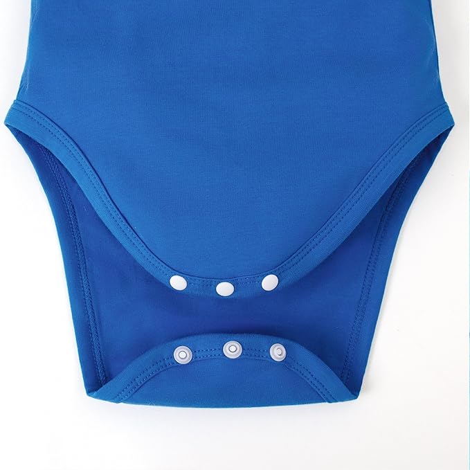 0-24M Infant Girls Ruffle Collar Romper Baby Girl Solid Color Bodysuit Casual Jumpsuit (Blue Short, 6-9 Months)