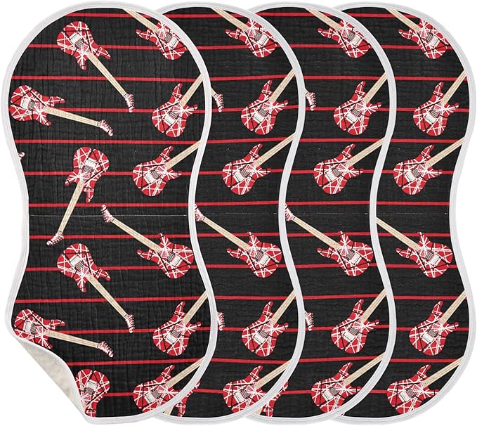 vvfelixl Electric Guitar Burp Cloths for Baby Boy Girls Baby Washcloths Burp Rags 1 Pack Black