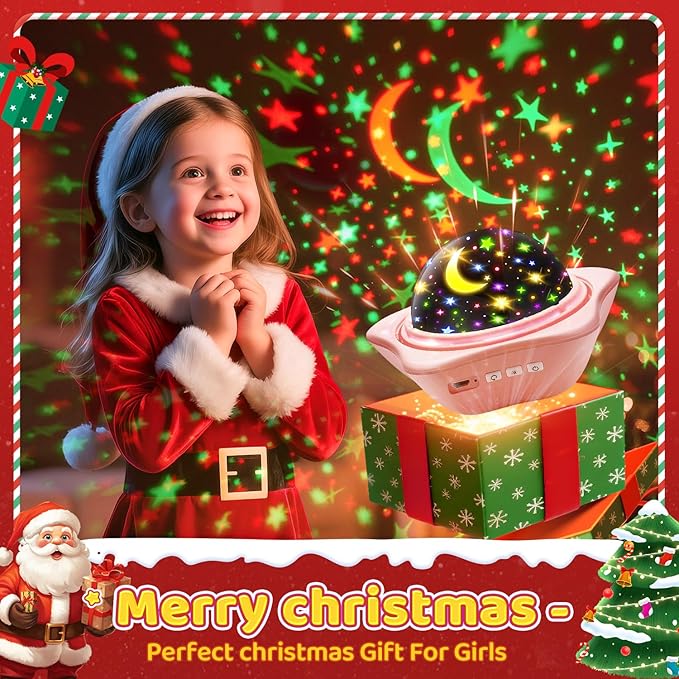 Onefire Girls Toys for Girl Gifts, 6 Films Light Projector Unicorn Toys for Girls Age 4-6, Rechargeable Night Lights for Bedroom, 360° Rotating Butterfly Decor Mermaid Gifts Princess Baby Toddler Toys