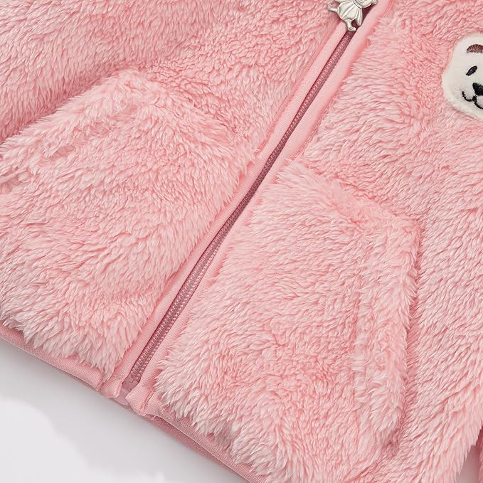Baby Boys Girls Fleece Jackets Zip Up Hoodies Cute Bear Coats Fall Winter Fuzzy Jacket Newborn Boys Girls Outwear