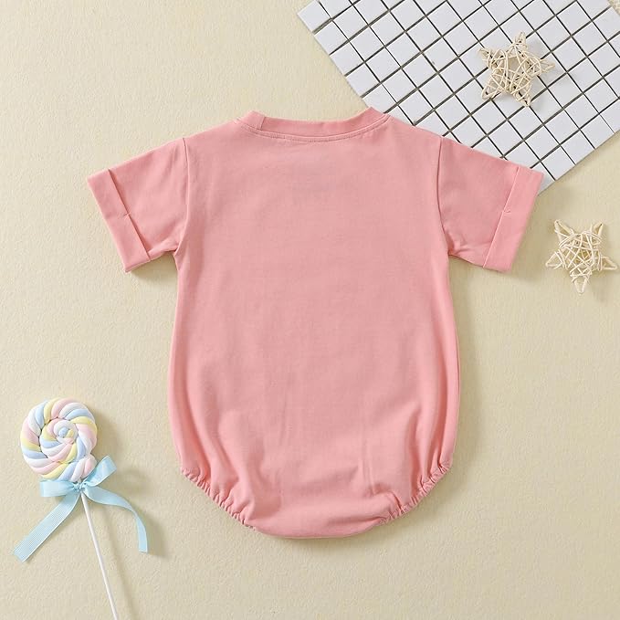 Jimonda Baby Boy Girl Bubble Romper Solid Color Bodysuit Short Sleeve Organic Cotton T-Shirt