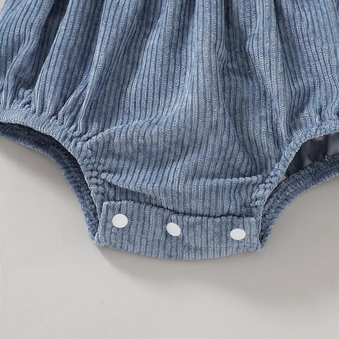 Tiny Cutey Newborn Baby Girl Clothes Bell Sleeve Romper and Corduroy Overalls Shorts Infant Girl Fall Outfits