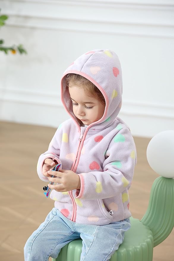 Feidoog Toddler Fleece Jacket Baby Boys Girls Hooded Zipper Long Sleeve Thick Warm Outerwear