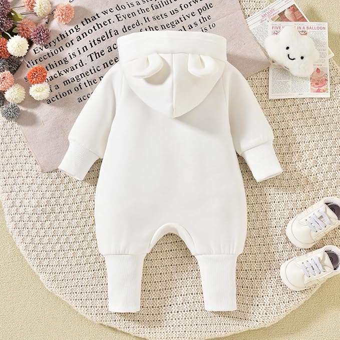 Unisex Baby Hooded Jumpsuit Infant Boy Girl Long Sleeves Romper Fall Winter Spring Outfits Preemie-18 Months