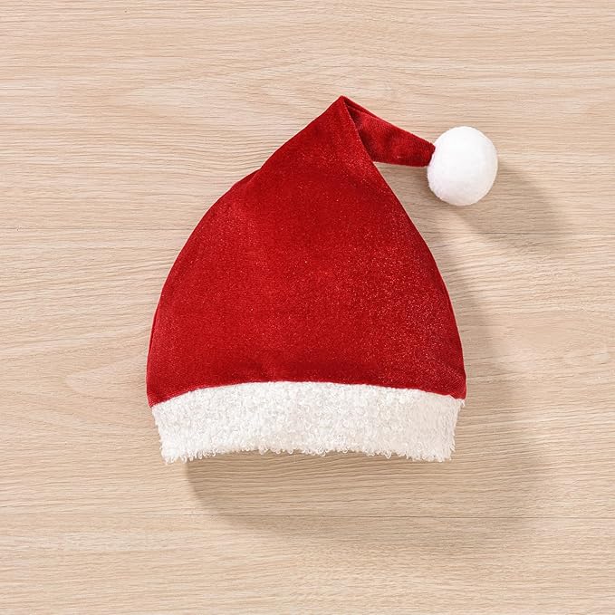 Newborn Infant Baby Girl Christmas Clothes Santa Claus Romper Dress Fur Trim Velvet Jumpsuit Bodysuit Hat Costume