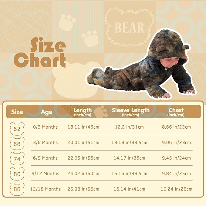Jimonda Baby Tie Dye Snowsuit Winter Fleece Jumpsuit 0-18 Months, 100% Polyester Hooded Romper with Bear Ears for Infant