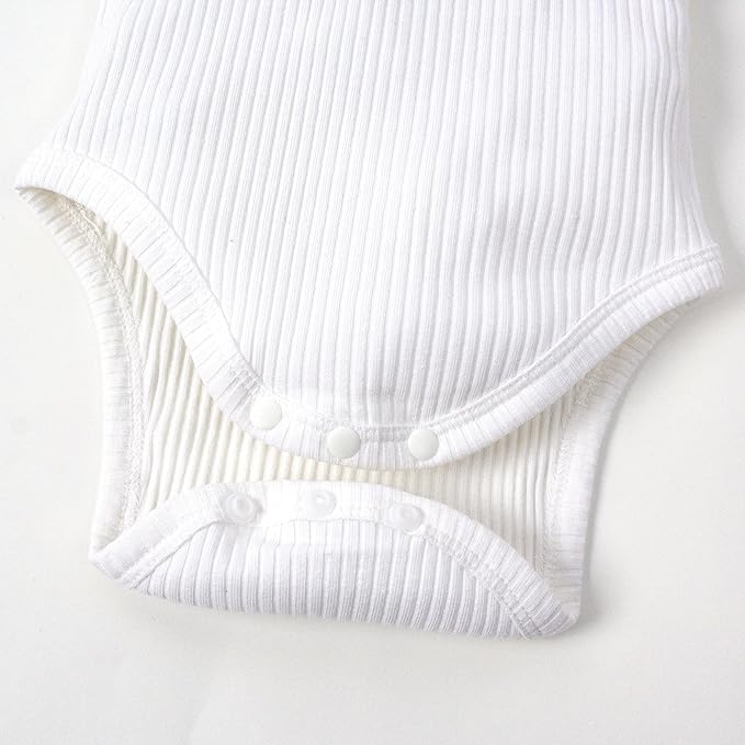 0-24M Infant Ribbed Romper Baby Girls Knit Ruffle Bodysuit Toddler Girl Solid Color Jumpsuit Holiday Shirt Tpos