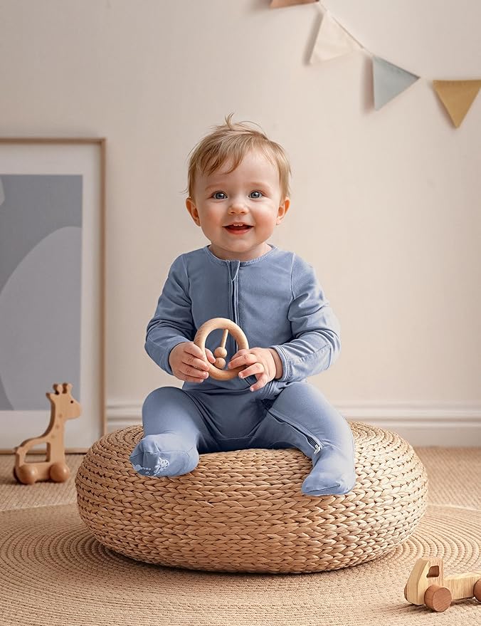 Yoofoss Rayon Made From Bamboo Baby Pajamas 3pcs Newborn Sleepers For Boy Girl Clothes, 0-3 3-6 6-9 Months Footed Pjs