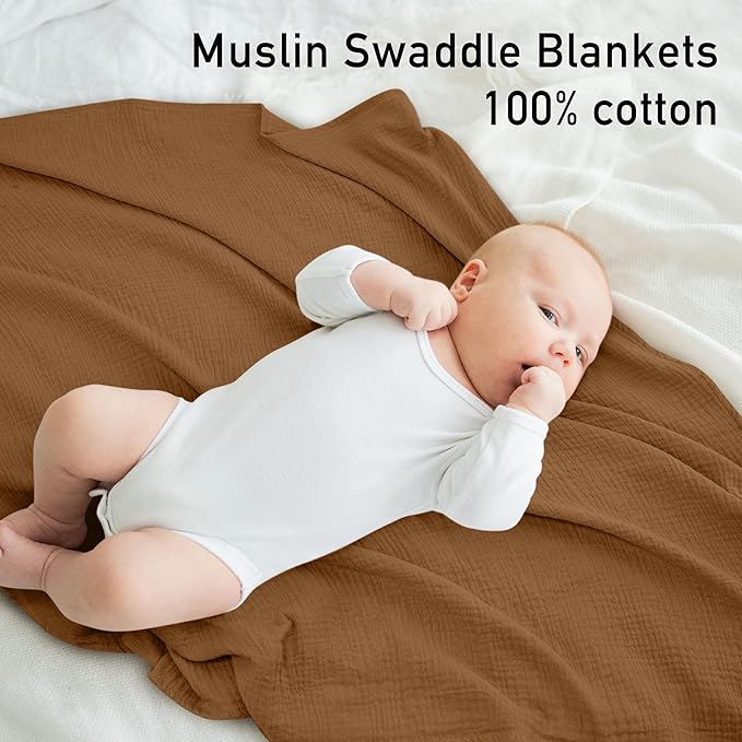 GLLQUEN BABY Muslin Swaddle Blankets,3-Pack Receiving Blanket for Newborn Boys and Girls,Baby Swaddle Blanket Unisex,Little Bear,Baby Essentials, Registry & Gift, 40 x 38 inches
