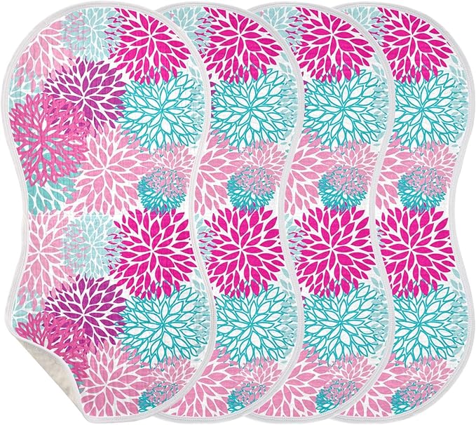 vvfelixl Dahlia Flower Print Burp Cloths for Baby Boy Girls Baby Washcloths Burp Rags 1 Pack Purple