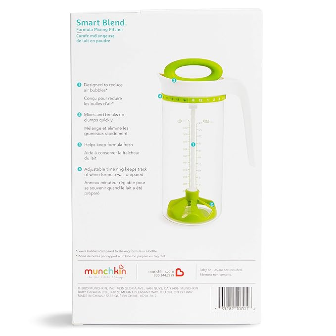 Munchkin Smart Blend Formula Mixing and Breast Milk Storage Pitcher, Mix and Store up to 24 Ounces, Green