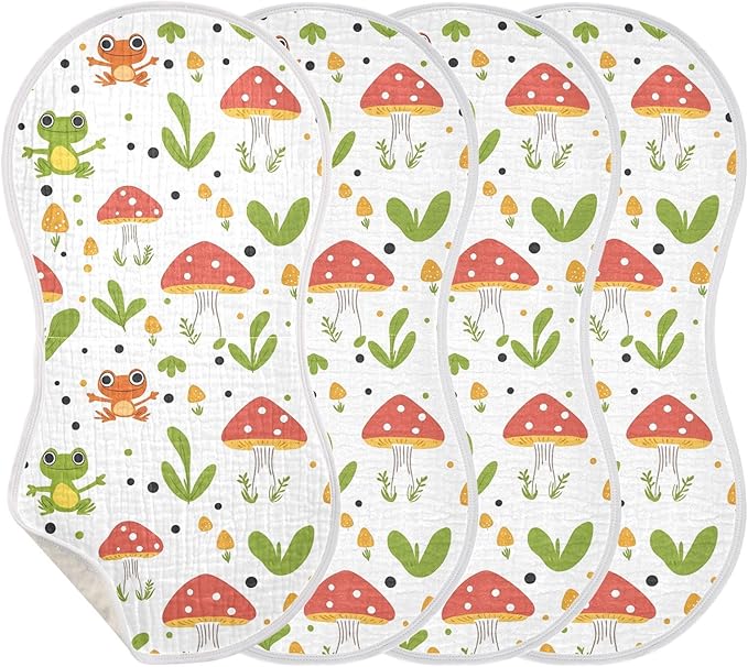 vvfelixl Frog Mushroom Cartoon Burp Cloths for Baby Boy Girls Baby Washcloths Burp Rags 1 Pack