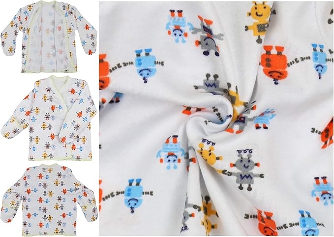 ToBeInStyle Babies' 4 Pack Relaxed Fit Short or Long Sleeve Button Up Kimono Tee Swaddle Shirt