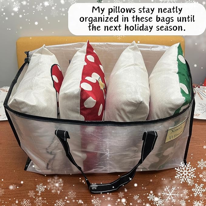 VENO 6 Pack Moving Bags, Christmas Storage Bins, Moving Boxes Alternative, Comforter and Blanket Storage Bags, College Dorm Packing Supplies, Foldable Heavy-Duty Tote (Clear, 6 Pack)