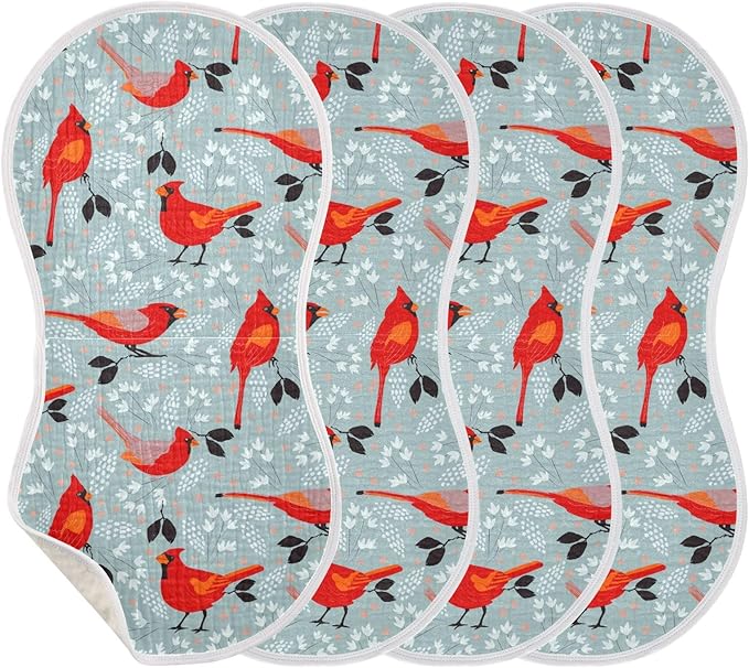 vvfelixl Cardinals Bird Burp Cloths for Baby Boy Girls Baby Washcloths Burp Rags 1 Pack