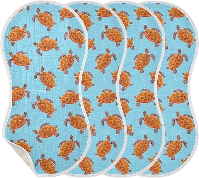 vvfelixl Baby Burp Cloths Turtle Baby Newborn Cotton Burping Cloths Set Baby Washcloths 4 Pack