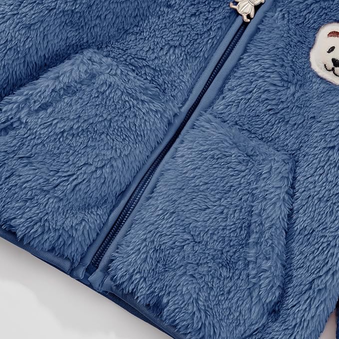Baby Boys Girls Fleece Jackets Zip Up Hoodies Cute Bear Coats Fall Winter Fuzzy Jacket Newborn Boys Girls Outwear