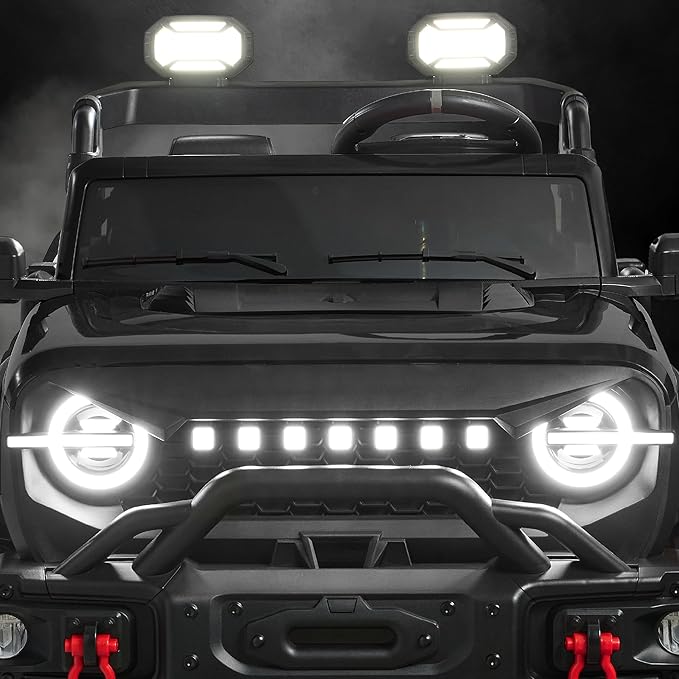 Best Choice Products Kids 24V 2-Seater Electric Ride On Car Truck w/ 132lb Weight Capacity, Parent Control, Bluetooth, LED Lights - Black