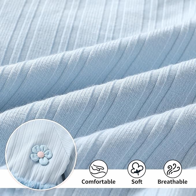 YOUNGER TREE Newborn Baby Girl Romper Dress Outfits Long Sleeve Floral Tutu Bodysuit with Leggings Hat Infant Fall Clothes