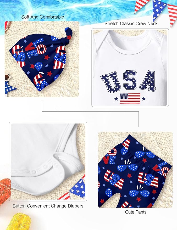 Fommy Newborn Baby Boy Clothes New to The Crew Letter Print Romper+ Pants+Hat 3PCS Outfit
