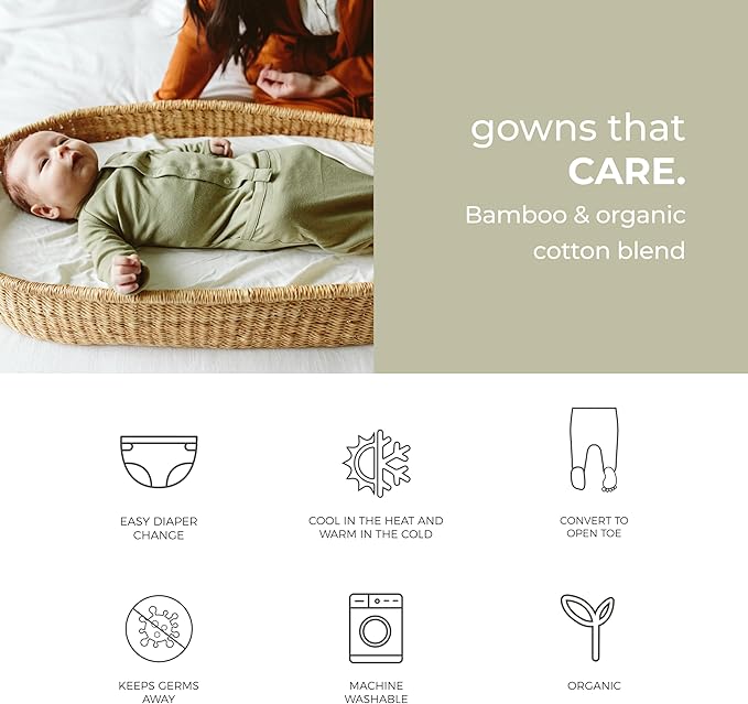 goumikids Viscose Made from Bamboo Organic Cotton Convertible Baby Gown
