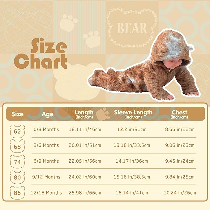 Jimonda Baby Tie Dye Snowsuit Winter Fleece Jumpsuit 0-18 Months, 100% Polyester Hooded Romper with Bear Ears for Infant