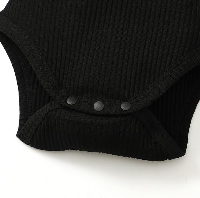 0-24M Infant Ribbed Romper Baby Girls Knit Ruffle Bodysuit Toddler Girl Solid Color Jumpsuit Holiday Shirt Tpos