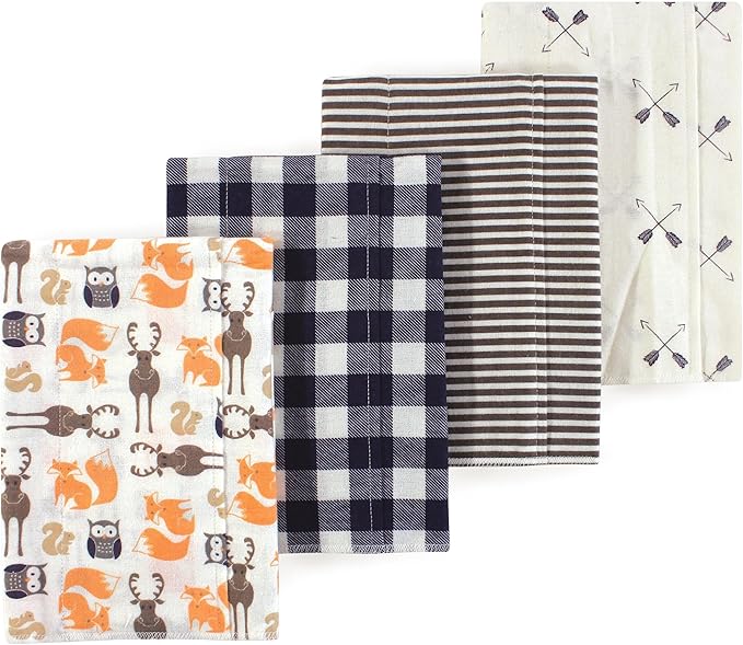 Luvable Friends Hudson Baby Flannel Burp Cloths 4pk, Woodland Forest
