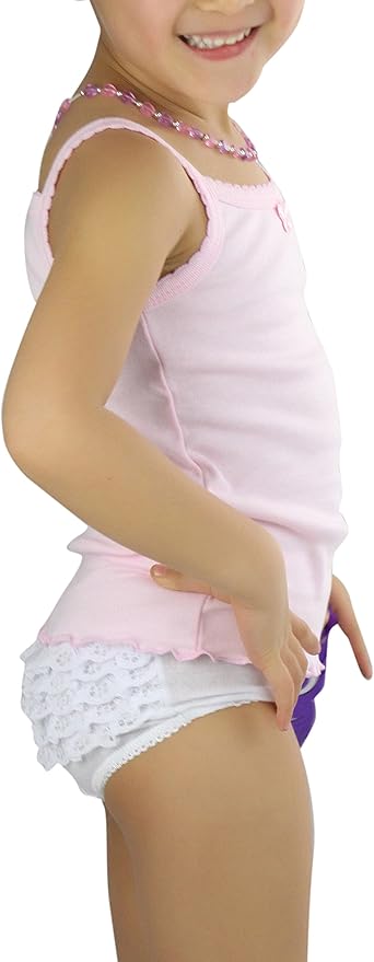 ToBeInStyle Girl's 4 Pack Ruffle Hem Spaghetti Strap Tank Tops