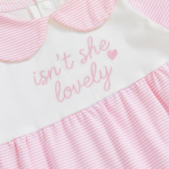 Newborn Baby Girl Footed Romper Onesie Little Sister Embroidery Fall Clothes Coming Home Outfit Vintage Jumpsuit