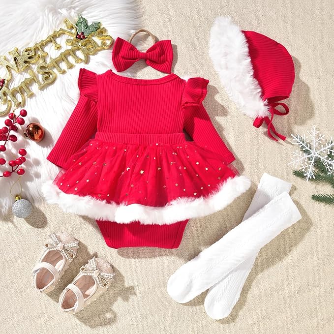 Unutiylo Preemie Newborn Baby Girl Clothes Romper Suspender Dress Fall Winter Outfits Ruffle Long Sleeve Jumpsuit