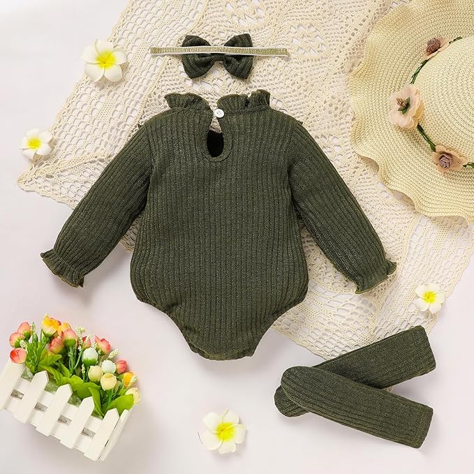 GRNSHTS Newborn Baby Girl Clothes Ruffle Rompers Toddler Fall Outfits for Girls Set Little Girl Fall Winter Clothing