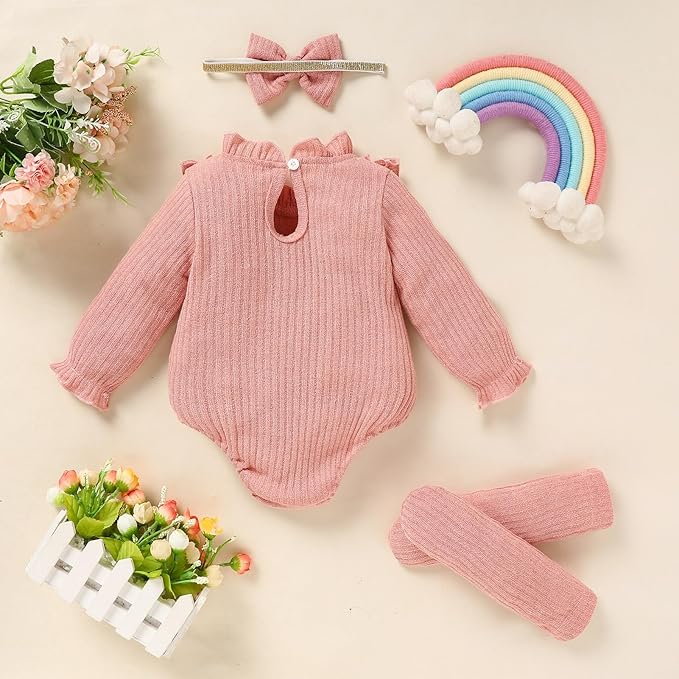GRNSHTS Newborn Baby Girl Clothes Ruffle Rompers Toddler Fall Outfits for Girls Set Little Girl Fall Winter Clothing