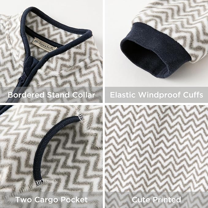 DAVE&BELLA Toddler Printed Polar Fleece Jacket, Zip Up Lightweight Outerwear for Kids Boys Girls Fall Spring Coat 2-9 Years