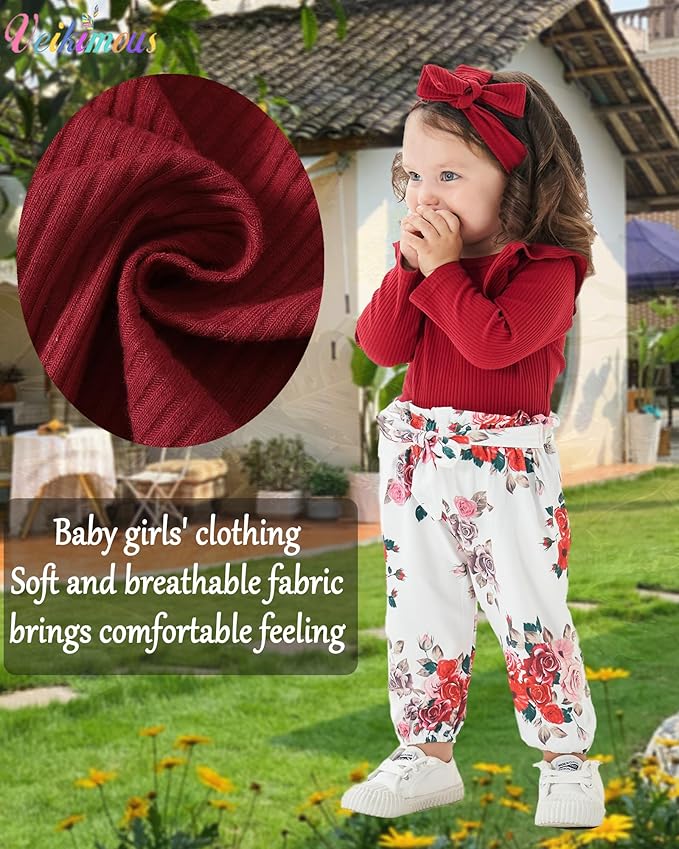 Newborn Baby Girl Clothes Infant Girl Outfits 0 3 6 12 18 Months Clothes for Girls Headband Clothing Set