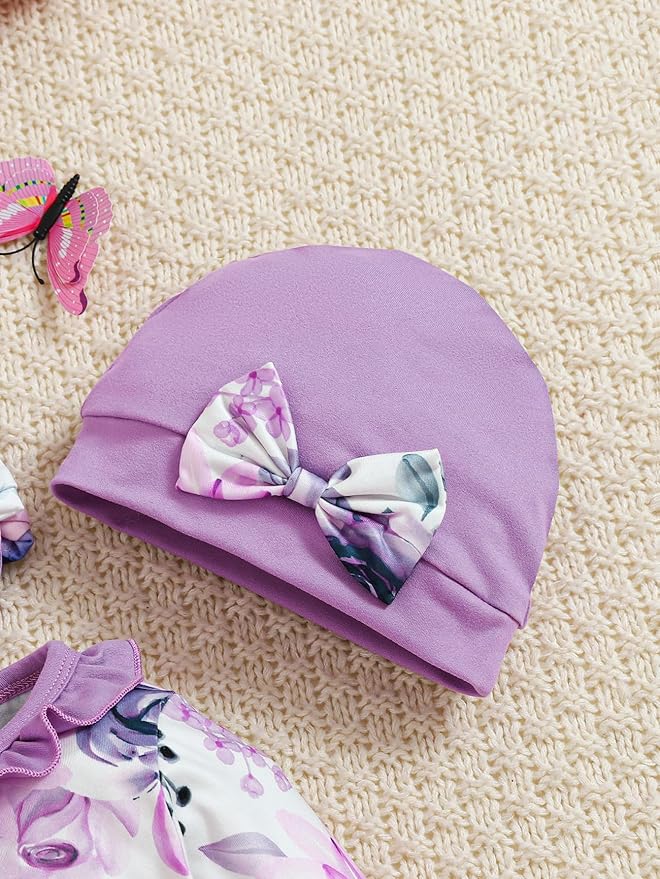 Newborn Baby Girl Clothes Infant Floral Print One-Piece Romper+Jumpsuit+Bodysuit+Hat+Headband