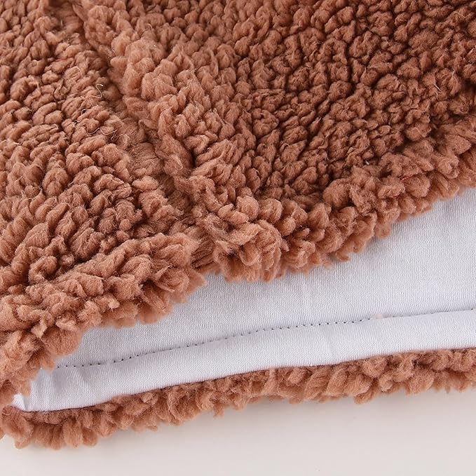 Baby Infant Sherpa Fleece Vest Boys Girls Cute Heart Graphic Warm Sleeveless Jacket Soft Fuzzy Outerwear with Pockets