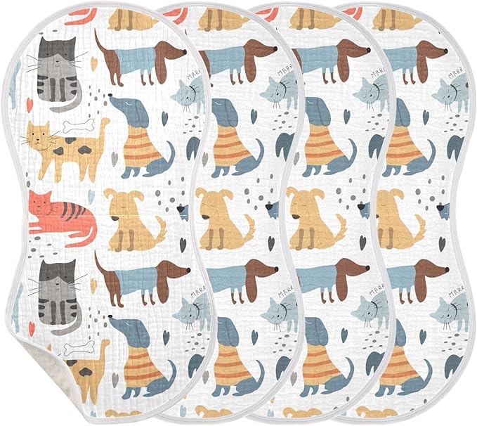 vvfelixl Different Dogs Cats Burp Cloths for Baby Boy Girls Baby Washcloths Burp Rags 1 Pack