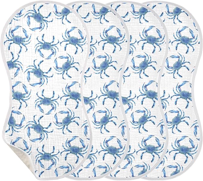 vvfelixl Muslin Burp Cloths Blue Crabs Baby Washcloths for Baby Girl Boys 2 Pack