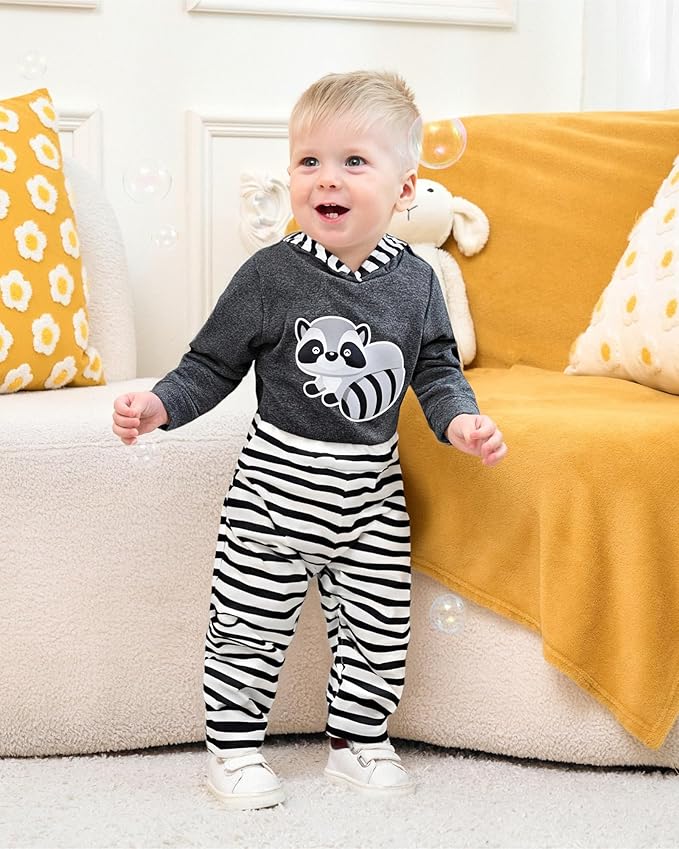 Baby Clothes Boy Newborn Outfits Animal Print Long Sleeve Romper and Pants 2PCS Fall Winter Infant Clothing Set