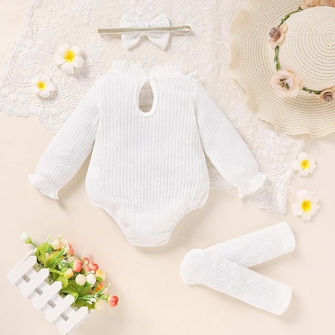 GRNSHTS Newborn Baby Girl Clothes Ruffle Rompers Toddler Fall Outfits for Girls Set Little Girl Fall Winter Clothing