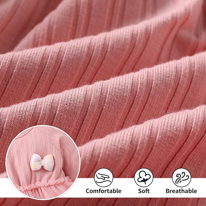 YOUNGER TREE Newborn Baby Girl Romper Dress Outfits Long Sleeve Floral Tutu Bodysuit with Leggings Hat Infant Fall Clothes