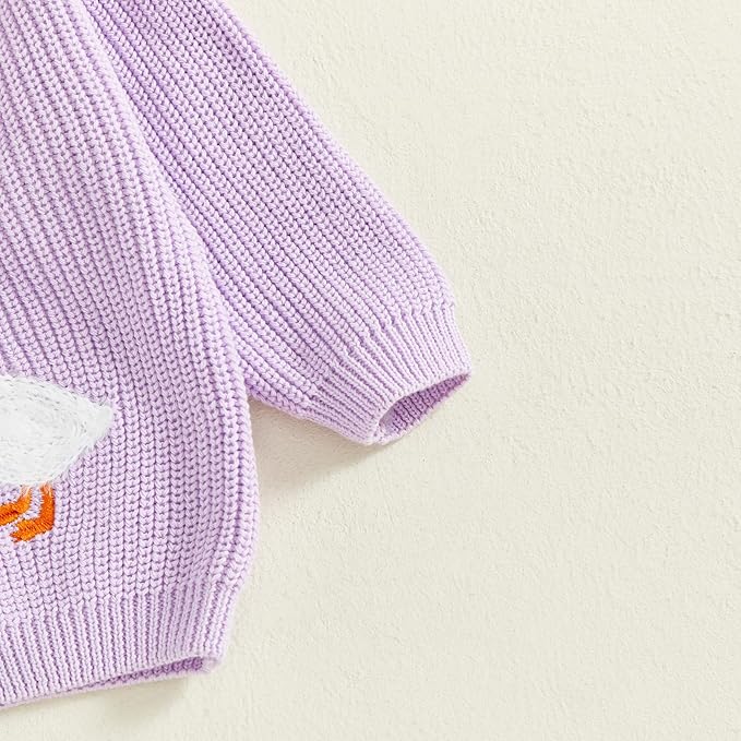 Baby Girl Cardigan Sweater Toddler Goose Embroidered Button Down Knit Sweaters Fall Winter Knitwear Jacket Clothes