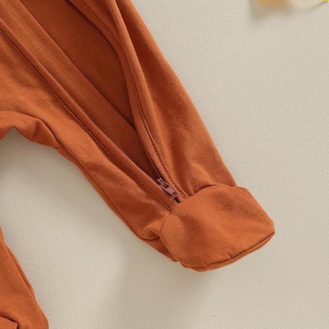 Infant Baby Girl Ruffled Cotton Footies Footed Overall Romper with Hat Toddler Baby Footed Jumpsuit