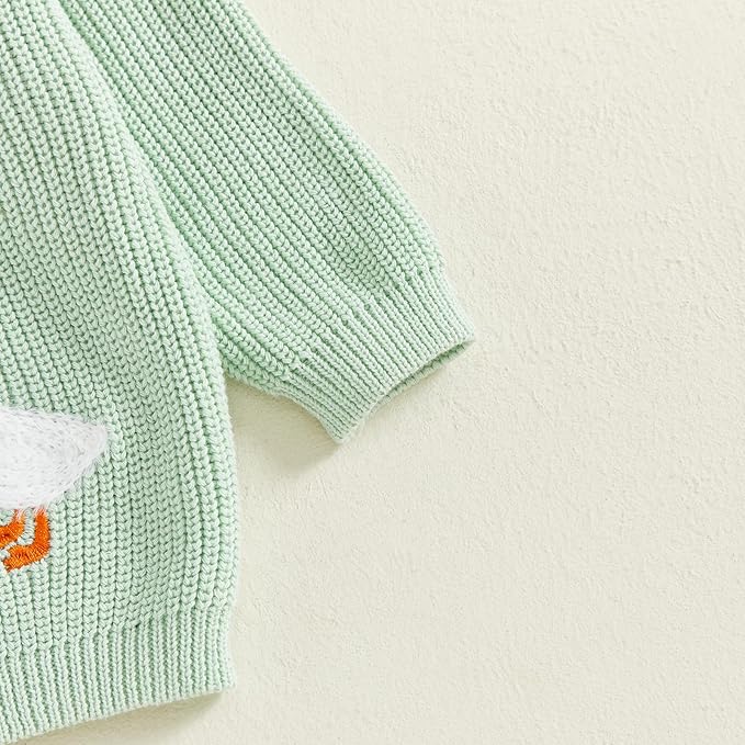 Baby Girl Cardigan Sweater Toddler Goose Embroidered Button Down Knit Sweaters Fall Winter Knitwear Jacket Clothes
