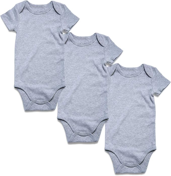 GKrepps Unisex 3-Pack Short-Sleeve 100% Organic Cotton Baby Bodysuits Infant Toddler